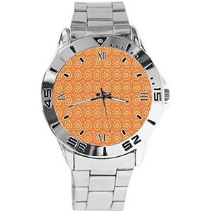 Geel Bloemen Patroon Mode Heren Horloges Sport Horloge Voor Vrouwen Casual Rvs Band Analoge Quartz Polshorloge, Zilver, armband