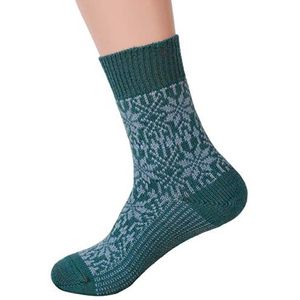 Hirsch Natur, Merino sokken sterrenpatroon, 100% wol (kbT), turquoise/opaal, 38-39 EU