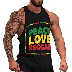 Peace Love Reggae Tanktop voor heren, grafische mouwloze bodybuilding-T-shirts, casual strand-T-shirt, grappig sportschool-spierweefsel