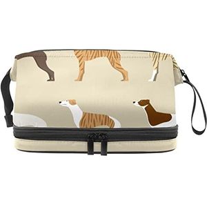 Grote capaciteit reizen cosmetische tas,Whippet honden-01, make-up tas, waterdichte make-up tas organisator, Meerkleurig, 27x15x14 cm/10.6x5.9x5.5 in