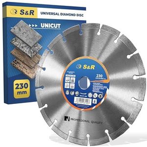 S&R Diamantschijf 230mm x 22,23mm – Robuuste Slijpschijf voor Haakse Slijpers en Power Cutters, Geschikt voor Beton, Graniet, Natuursteen, Baksteen, Metselwerk en Keramische Tegels