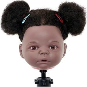 Trainingshoofdset for menselijk haar, baby 10 inch mannequinhoofden, Afro-krullend stijl, professionele kappershoofdgereedschappen