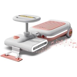 Schoonmaak Go Kart voor kinderen, Ride On Mop Floor Cleaner Go Carts met Cool Lights & Music, Snelheid Instelbaar-Intrekbare Draagbare Mini Kart voor 3-10 Kinderen,Roze
