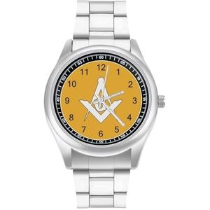 Vrijmetselaar Logo Vierkante Klassieke Heren Horloges voor Vrouwen Casual Mode Zakelijke Jurk Horloge Geschenken