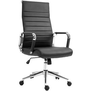SVITA Elegance Comfort Bureaustoel, kunstleer, in hoogte verstelbaar, kantelbaar, ergonomische draaistoel met wieltjes, zwart