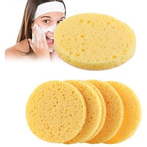 20 stuks gezichtsmake-upspons, natuurlijke make-up-remover-spons, herbruikbare ronde gezichtsspons, natuurlijke reinigingsspons voor gezichtsreiniging, make-up verwijdering (geel)