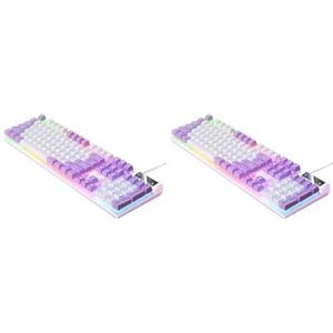 Tityvirnix 2 set Mechanische Gaming Toetsenbord USB RGB Backlit voor PC Game Office Wit Paars 435x130x25mm