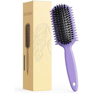 Krullende haarborstel, krullende borstel, haarborstel, flexibel, krulverbeterend, vermindert trekken (paars)