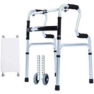 KRXSOBNV, Looprek aluminium standaard rollator, opvouwbare loopmobiliteitshulp, 2-in-1 met zitting en 2 wielen, draaggewicht 150 kg/330 lbs ，Looprek
