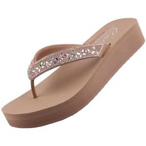 Skechers Vinyasa Butterfly Kiss Teenslippers voor dames, bruin, 38 EU