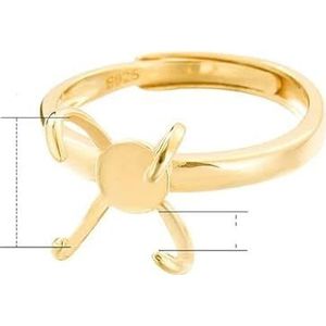 925 Sterling Zilver 4 Klauwen Ring Blanks Verstelbare Ring Basis voor 12mm Onregelmatige Edelstenen Cabochon Instelling Ring Sieraden Maken-goud kleur