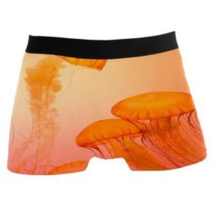 GISPOG Jellyfish Oranje Heren Boxers Slips Man Ondersteuning Ondergoed Stretch Low Rise Boxer Korte Trunks, 1 kleur, L