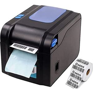 Etiketprinters Label Barcode Printer Thermische ontvangstlabel Printerstreepjescode Qr Code Sticker Machine 20mm-80mm Auto Strippen 370B (Color : 370B USB Port)