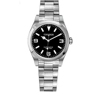 Cronos L6016 Automatische Jurk Mannen Horloge Saffier Glas 8215 Mechanische Rvs Armband Horloges, Kleur 1