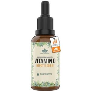 naturalie® - Vitamine D-druppels hoog gedoseerd | 5000IE Depot | in eerste persing olijfolie | 900 druppels | onafhankelijk getest op schadelijke stoffen | bruine glazen fles