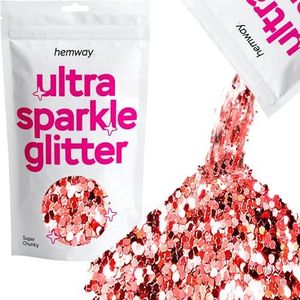 Herway Ultra Sparkle Glitter - Super Chunky 1/8 ""0.125"" (3mm) - Ambachten Wijnglas Decoratie Bruiloften Bloemen Cosmetische Gezicht Oog Body Nails Skin Hair Festival - 100g - Rose Gold