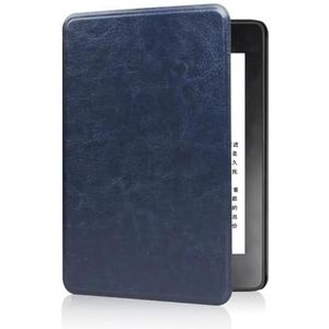 Compatibel met 2024 Amazon Kindle Paperwhite 12e editie hoesje, handheld ontwerp PU veganistisch leer slanke shell fit schokbestendige hoes met automatische slaap/waak (blauw)