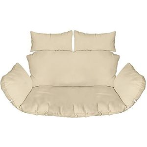 Hangenstoel Dubbele Kussens voor Terras en Tuin, Hangend Buiten Nest Ei Hangstoel Kussens met Hoofdkussen, Afneembare kussensloop beige [114]