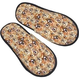 ZaKhs labrador retriever pantoffels met hondenprint voor dames, antislip pluizige pantoffels, schattige huispantoffels voor binnen en buiten, Zwart, Large Wide