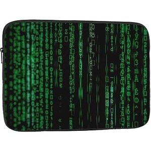 Groene nummer binaire laptop sleeve tas voor vrouwen, schokbestendige beschermende laptophoes 10-17 inch, lichtgewicht computer cover tas, ipad case