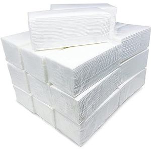 Zigzag papieren handdoeken, verpakking van 4000 stuks, gelamineerde handdoeken, dubbellaags, hoog gramgewicht