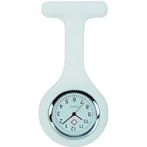 Zakhorloge Effen kleur Clip-on Analoge Digitale Leuke Siliconen Verpleegster Horloge Broche Gegraveerd Horloge (Kleur: Wit)