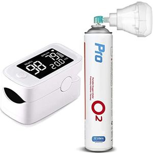 Maclean PR-870 pulsoximeter + PR-994 medische zuurstof 14L o2 99,4% met mondstuk Vingerpulsoximeter met 1,5 ""HD LED-display