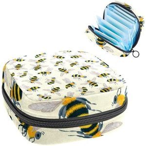 Opbergtas voor maandverband, menstruatiecup zakje, menstruatiezak, organizer voor vrouwelijke pads, tampons, schattig bijenpatroon