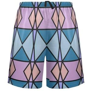 LI ZHI XIN Herenpyjamabroek, korte pyjamabroek, zomer casual shorts, elastische tailleband met trekkoord, rechte losse pasvorm met 2 zakken, S-XXL abstracte geometrische patronen, Meerkleurig, S