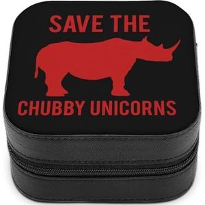 Save The Chubby Eenhoorns Leuke Sieraden Organizer Doos Voor Oorbellen Ketting Ringen Opslag Display Case Reizen Houder Grappig Gift Kleine