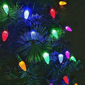Christmas String Lights Waterproof 5m 50LEDs Bulb Fairy Lights 8 Modes Multicolor Strawberry Lamps (No Battery) Christmas Outdoor Tabletop Lighting