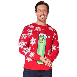 RICK AND MORTY Kersttrui voor heren - warme, gezellige grappige kersttrui - maten M-2XL officiële merchandise - cadeaus voor hem (Rood, L)