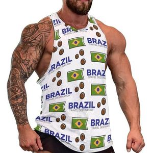 Brazilianl vlag en koffiebonen heren tanktop grafische mouwloze bodybuilding T-shirts casual strand T-shirt grappige sportschool spier