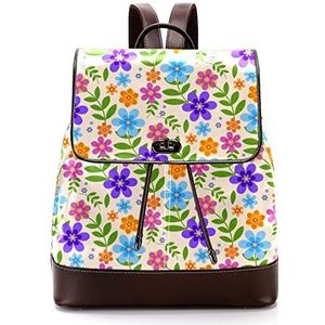 Gepersonaliseerde Casual Dagrugzak Tas voor Tiener Bloemen Retro Bloem Patroon Schooltassen Boekentassen, Meerkleurig, 27x12.3x32cm, Rugzak Rugzakken