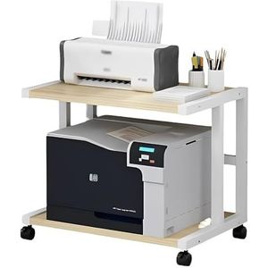 Tafel voor Printer Printerkastje 2-laags Printerstandaard Met Wielen Printerwagen Desktopprintertafel Onder Bureau Printerplank Voor Thuiskantoor Printertafel Printerstandaard(A,57 * 38 * 45cm)