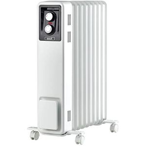 ewt Eco-radiator NOC eco 20M, extra verwarming voor middelgrote ruimtes, incl. 3 warmtestanden, mobiel dankzij wielen en handgrepen, verwarming met ribconstructie voor gelijkmatige warmte, 2000 W, wit
