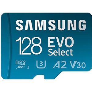 SAMSUNG EVO Select Micro SD-geheugenkaart + adapter, 128 GB microSDXC 130 MB/s Full HD & 4K UHD, UHS-I, U3, V30, uitgebreide opslag voor Android-smartphones, tablets, Nintendo-switch