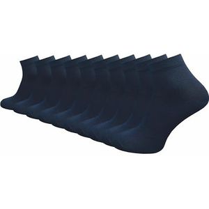 GAWILO Quarter herensokken van 100% puur katoen (6 paar | 10 paar) | korte en dunne enkelsokken | zonder drukkende naad over de tenen, blauw | 10 paar, 39-42 EU