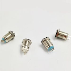 1 stuk 12 mm 2-polig/3-pins waterdichte momentane platte ronde metalen drukschakelaar startknop voor auto luidspreker hoorn bel automatische reset V015 (kleur: 3pins, maat: LOCKIN