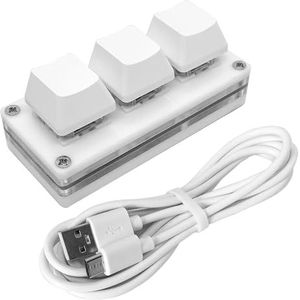 USB Mini 3-Key Macro Toetsenbord Eenhandig Mechanisch Gaming Toetsenbord Multifunctionele Programmeertoetsen RGB Toetsenbord voor Windows Mac OSU HID Standaard Toetsenbord, Rode Schakelaar, Hot Swap Switch w/1,5 m USB-kabel