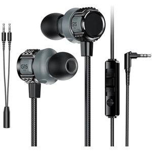 Plug In Oordopjes Voor Computer - 3,5 mm Oordopjes Bedrade Hoofdtelefoon, Met Microfoon Bedrade Oordopjes Gamer Hoofdtelefoon Voor Laptop Met 2 Siliconen Oorkussens