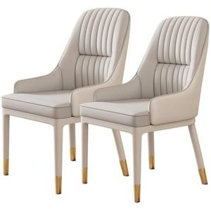 Eetkamerstoelen Set van 2 Kunstleer Keuken Eetkamerstoelen Gestoffeerde Moderne Vanity Loungestoelen Met Rug for Slaapkamer Woonkamer Balie Receptie (Color : Light Gray, Size : Set of 2)