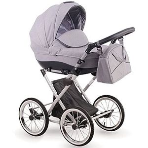 Retro wandelwagen luchtbanden 3in1 2in1 4in1 11 kleuren Isofix Parilla by Lux4Kids Silver P06 2in1 zonder autostoel