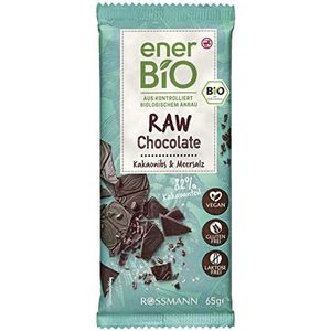 enerBIO RAW Chocolate Kakaonibs & Meersalz (vegan chocolade lactosevrij met cacao nibs & zout) 65g