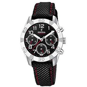 Festina Jongens chronograaf kwarts horloge met stoffen armband F20346/3, zwart, Armband