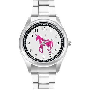 Roze Eenhoorn Paard Mode Horloge Zakelijke Jurk Quartz Rvs Polshorloge Armband Horloges