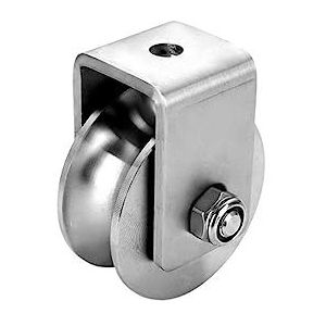 Roestvrijstalen stille katrolblok, Groefpoeliewiel van roestvrij staal met lager for doe-het-zelf hijsen 48 mm/68 mm(V Type,48)