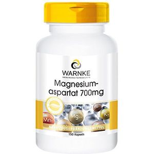 Magnesium-Aspartaat 700mg - hoge dosering & veganistisch - 300mg magnesium per dagdosis - 150 capsules | Warnke Vitalstoffe - Duitse apothekerskwalitei