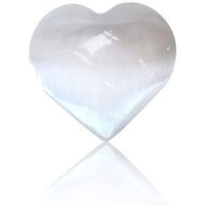 Hartvormige doorschijnend gips, Seleniet Crystal Hearts of Palm Worry Stone Crystal voor meditatie
