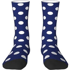 Polka Dot Marine patroon, compressiesokken, crew-sokken, casual sokken voor volwassenen, sportsokken